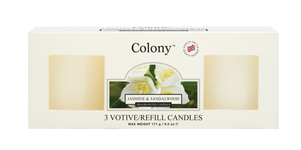 Wax Lyrical - Colony Fragranced 3 Votive Refill Box Jasmine & Sandalwood